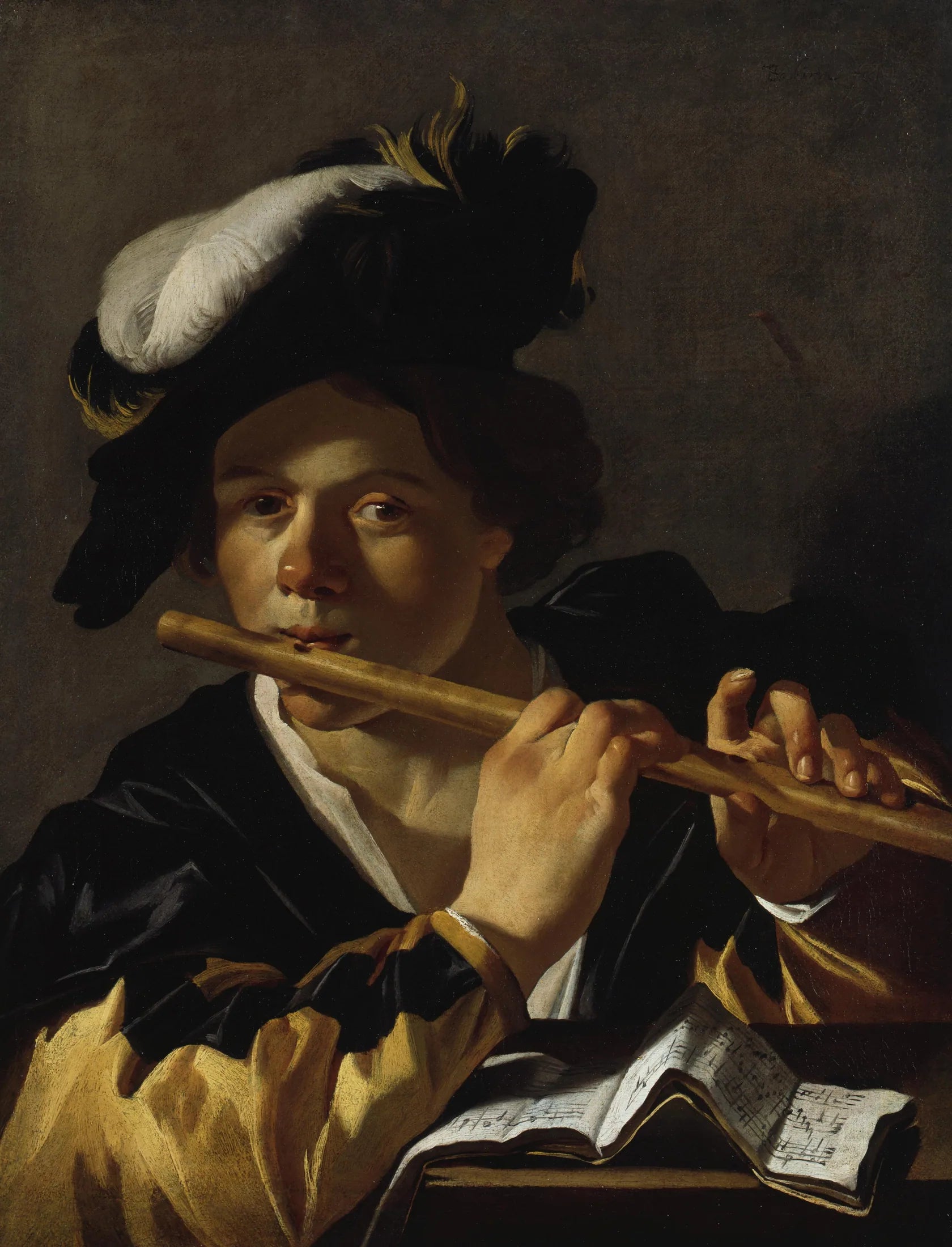 Le joueur de flûte - Dirck van Baburen image 1 reproduction réalisée par Alpha Reproduction