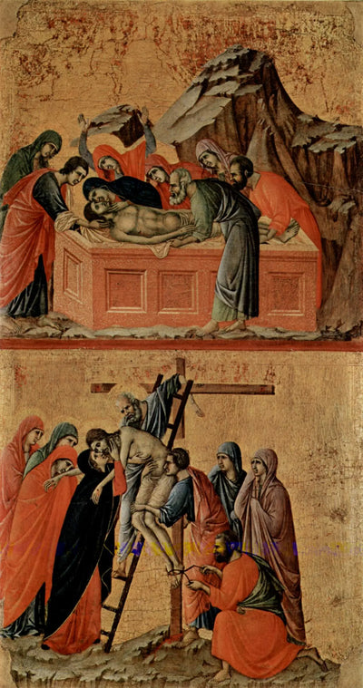 Enterrement du Christ (en haut) ; Descente de Croix (en bas) - Duccio di Buoninsegna - Alpha Reproduction