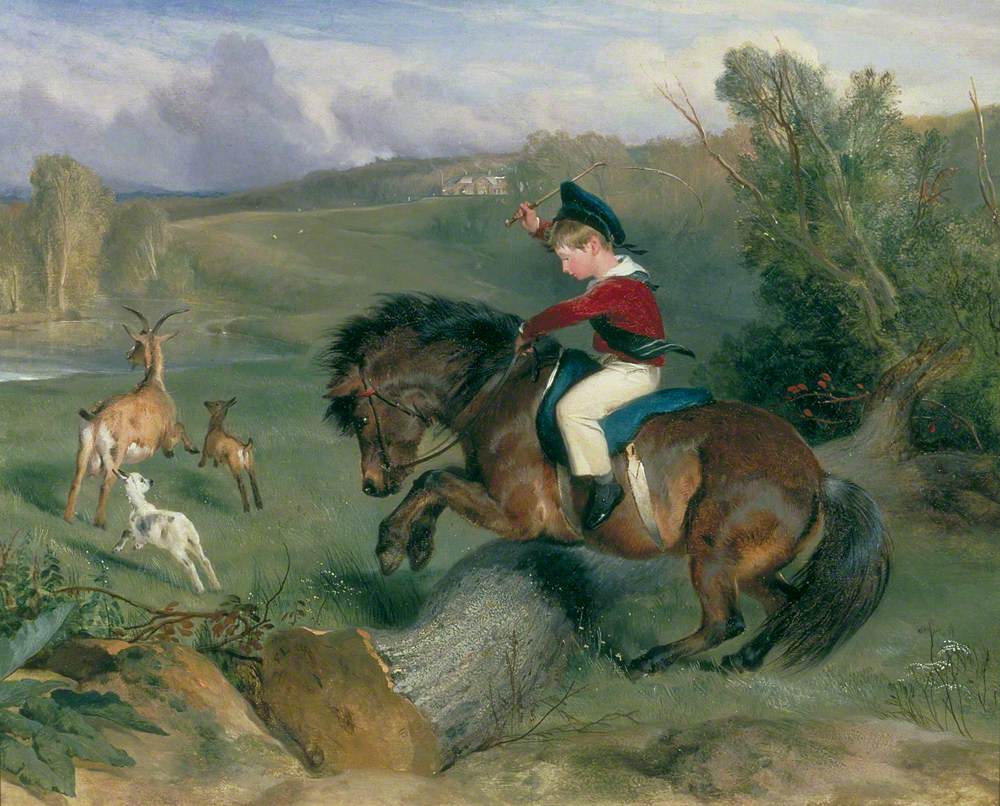 Le premier saut, Lord Alexander Russell sur son poney « Emerald » - Edwin Henry Landseer