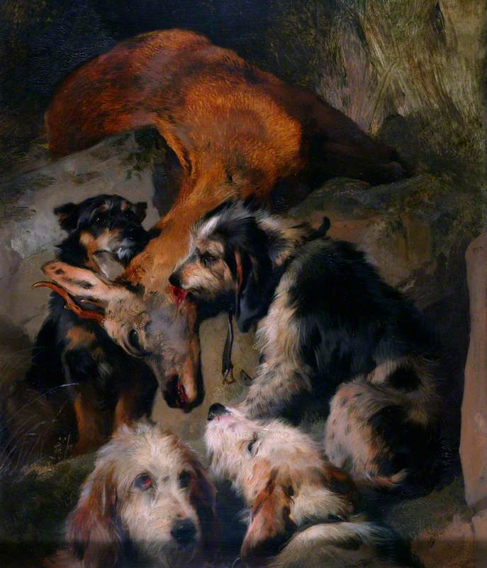 Jeunes chevreuils et chiens courants - Edwin Henry Landseer