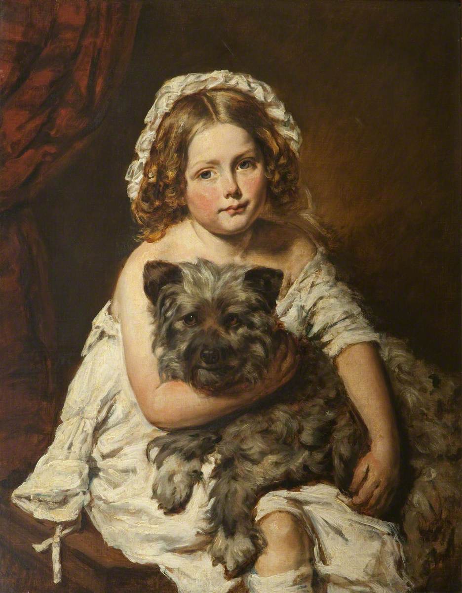 Jeune fille avec un chien - Edwin Henry Landseer