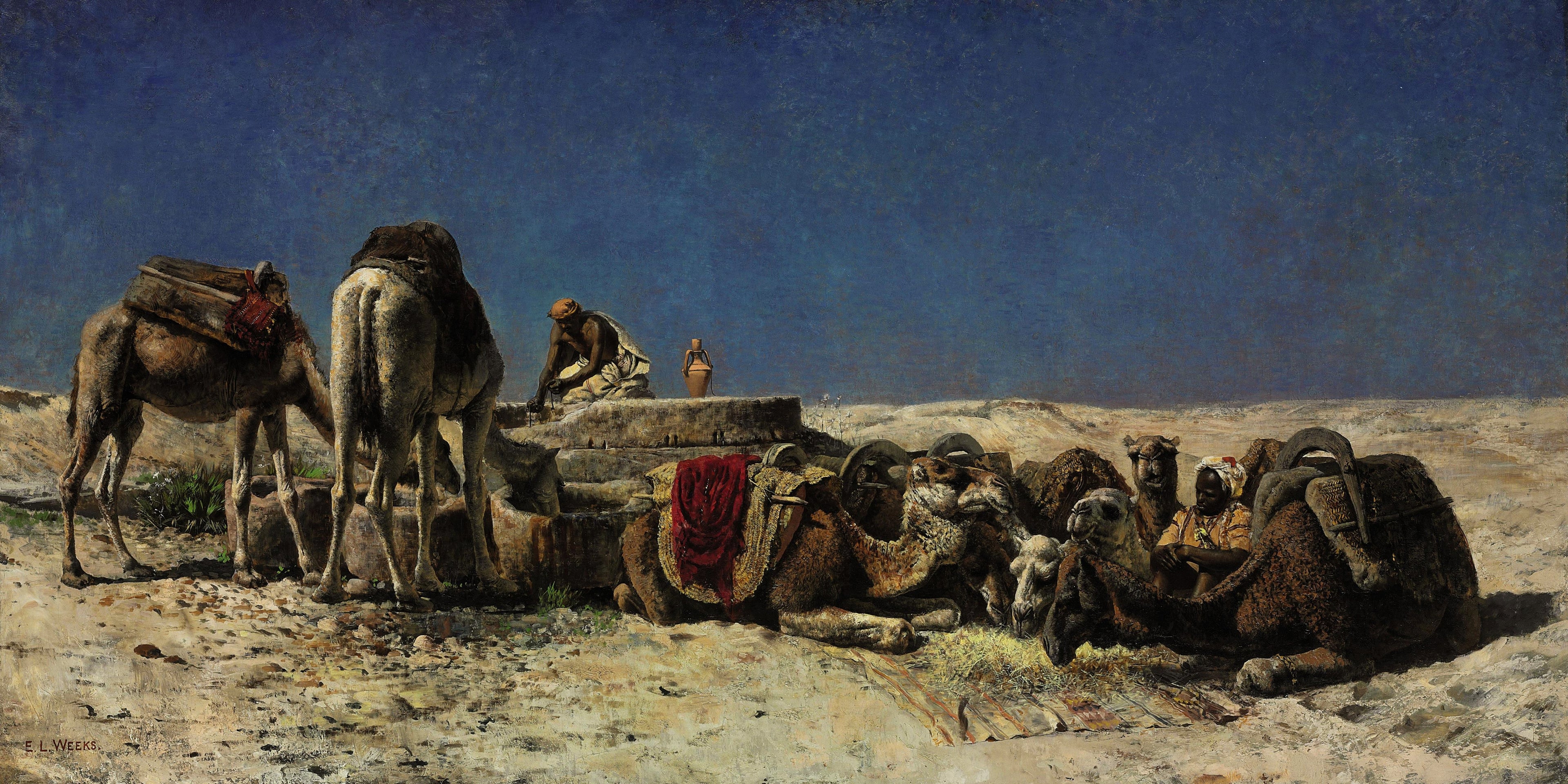 Chameaux à côté d'une citerne - Edwin Lord Weeks