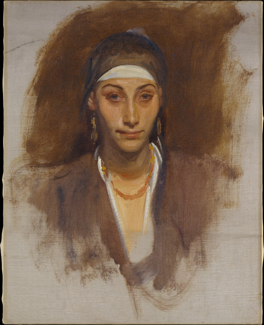 Reproduction du tableau « Femme égyptienne avec des boucles d'oreilles - John Singer Sargent » par Alpha Reproduction en peinture à l’huile