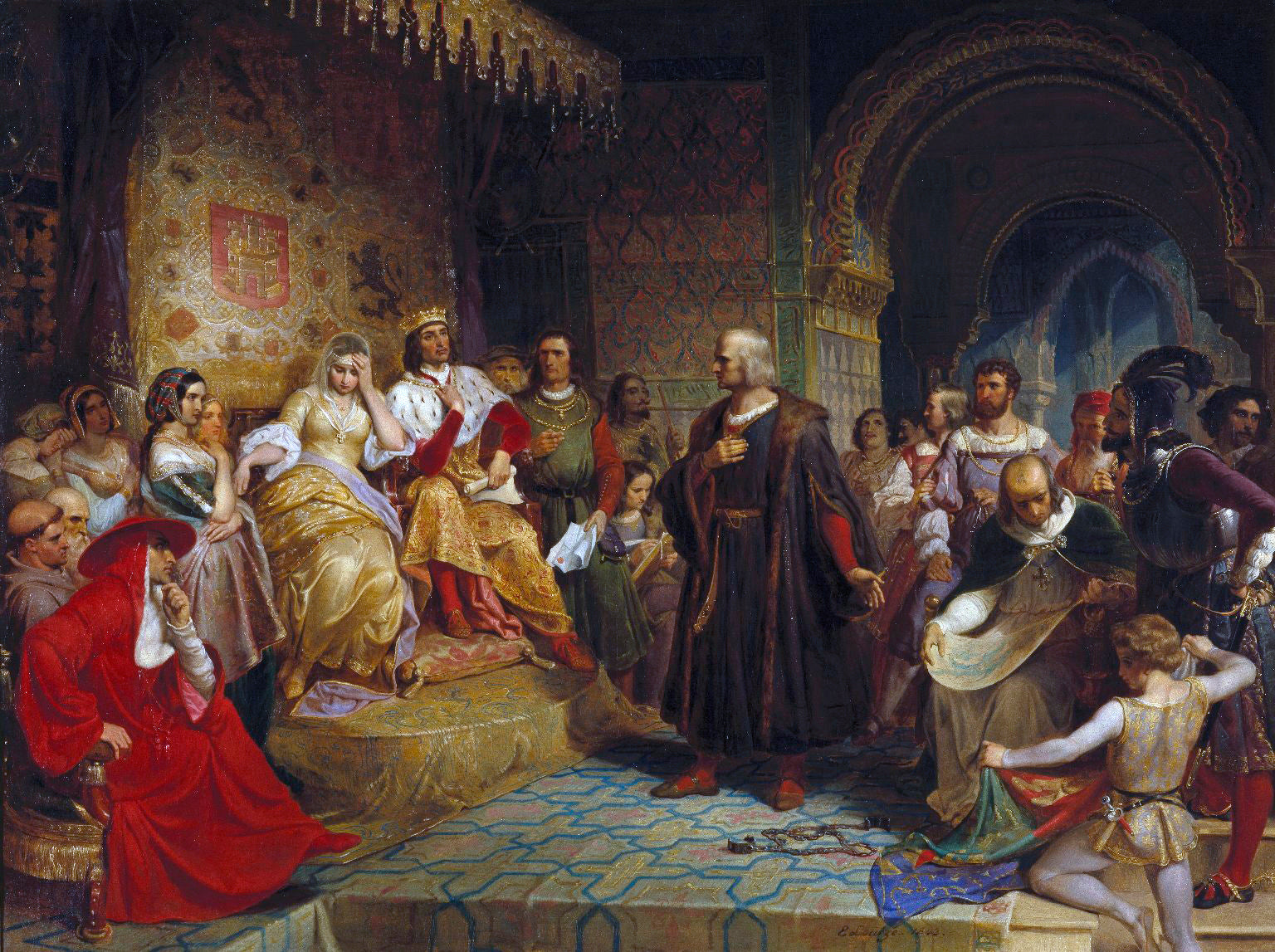 Colomb devant la reine - Emanuel Leutze