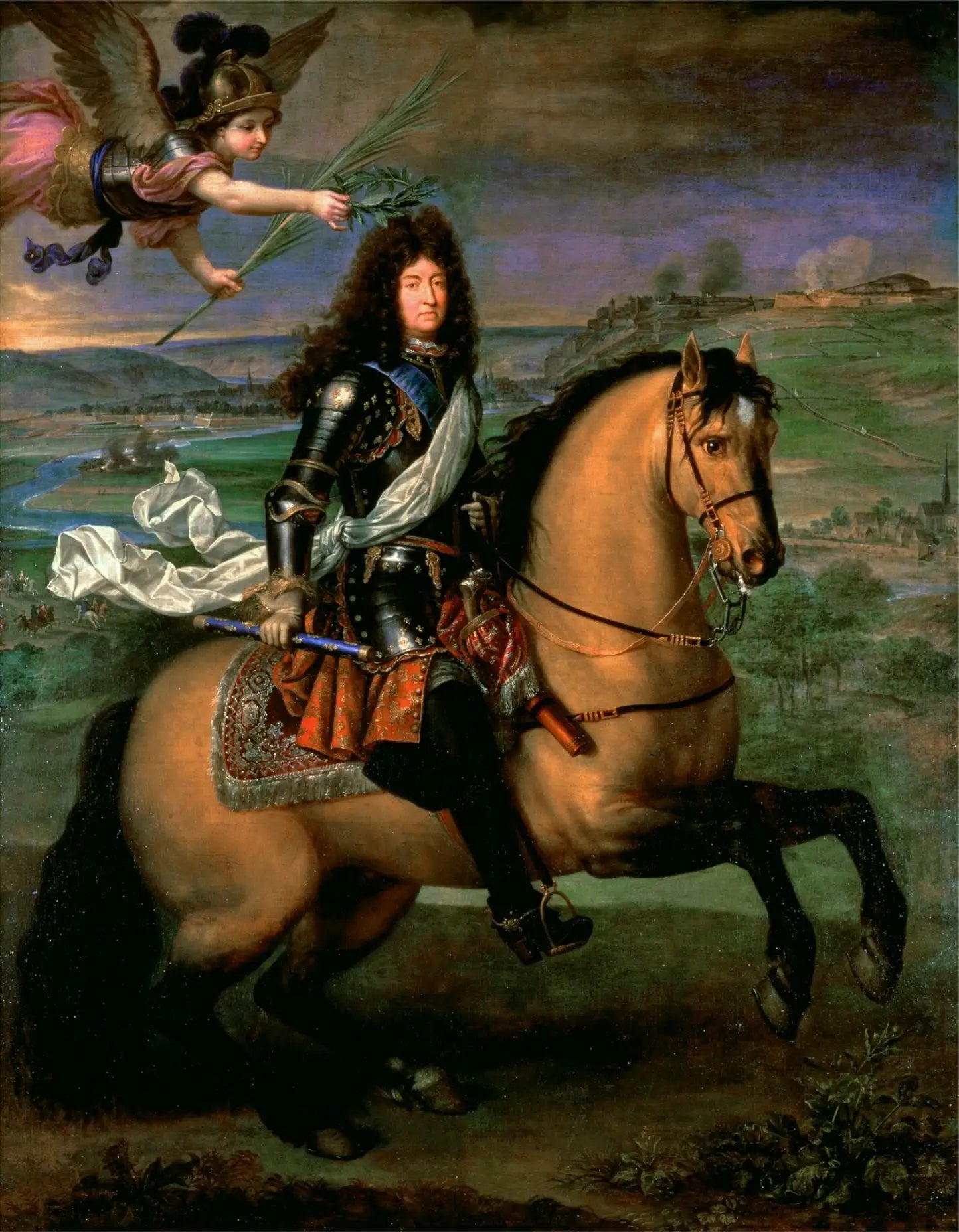 Louis XIV à cheval couronné par la Victoire devant le siège de Namur - Pierre Mignard - Alpha Reproduction