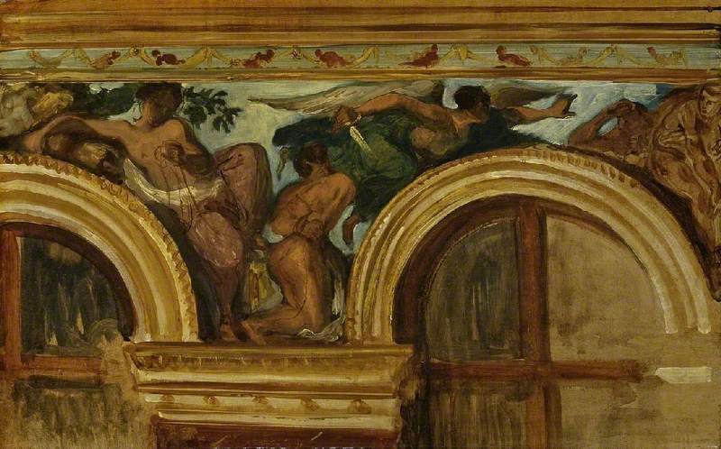 Reproduction du tableau « Étude pour une partie de la frise « Justice », Palais Bourbon, Paris - Eugène Delacroix » par Alpha Reproduction en peinture à l’huile