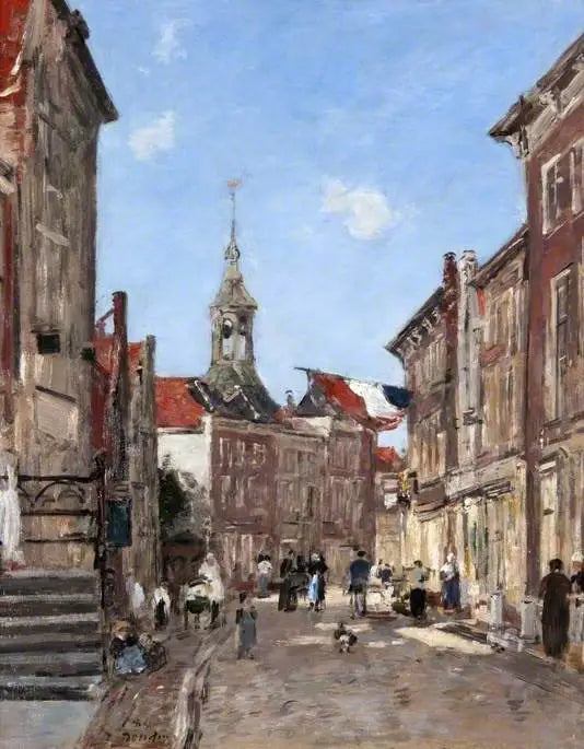 Reproduction du tableau « Une rue de Dordrecht - Eugène Boudin » par Alpha Reproduction en peinture à l’huile
