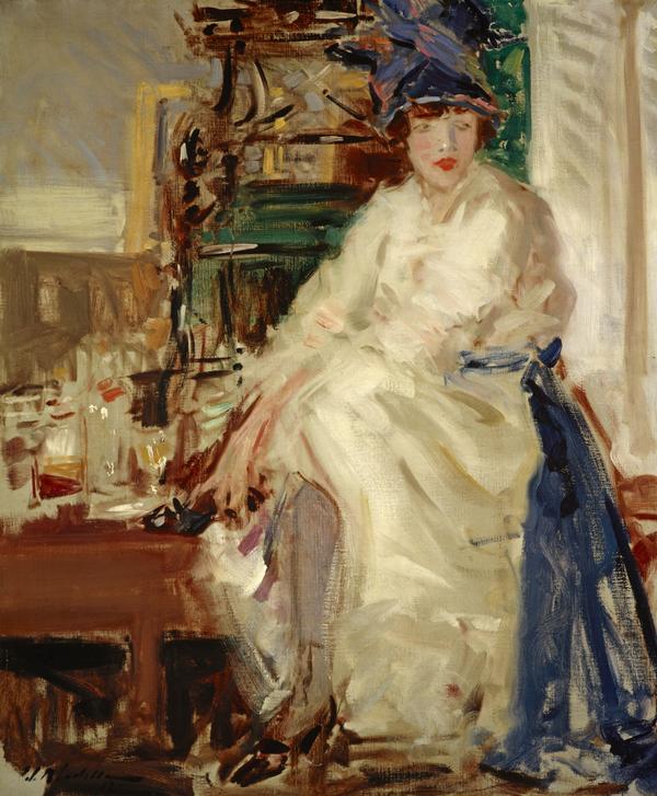 Peggy en bleu et blanc - Francis Cadell