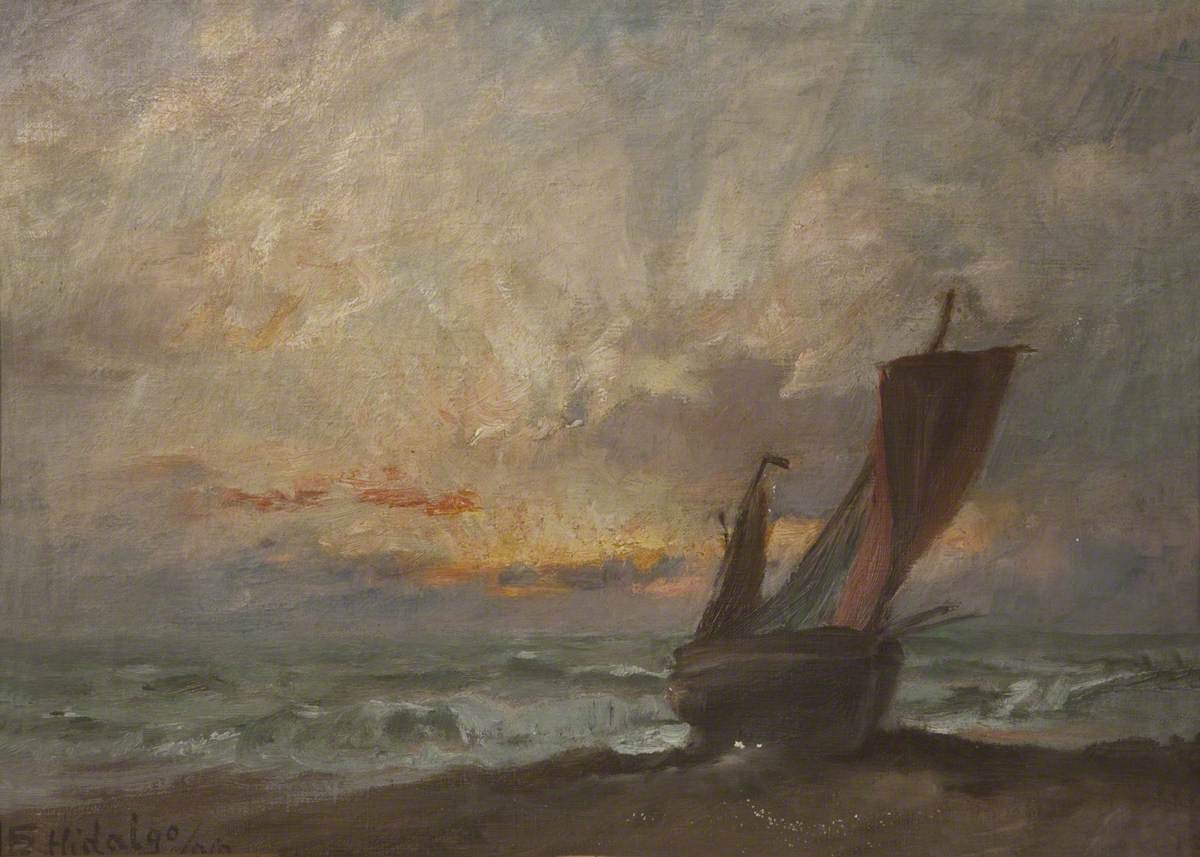 Paysage marin — Félix Resurrección Hidalgo, vers 1900, huile sur toile