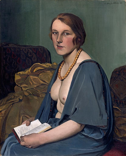 Femme lisant seins nus - Félix Vallotton