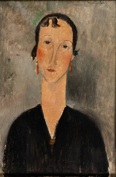 Reproduction du tableau « Femme aux boucles d'oreilles - Amedeo Modigliani » par Alpha Reproduction en peinture à l’huile