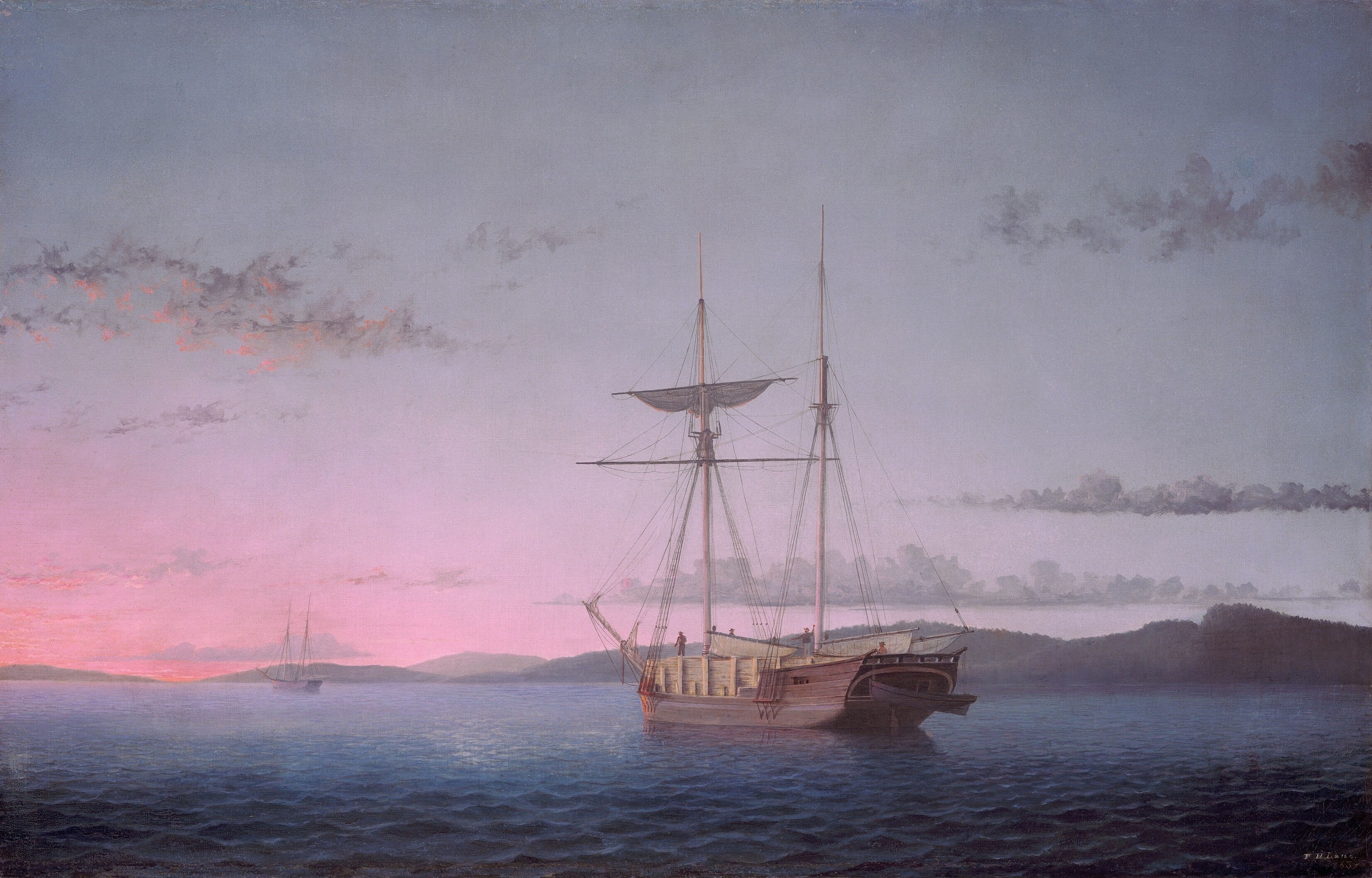 Goélettes forestières le soir sur la baie de Penobscot - Fitz Henry Lane
