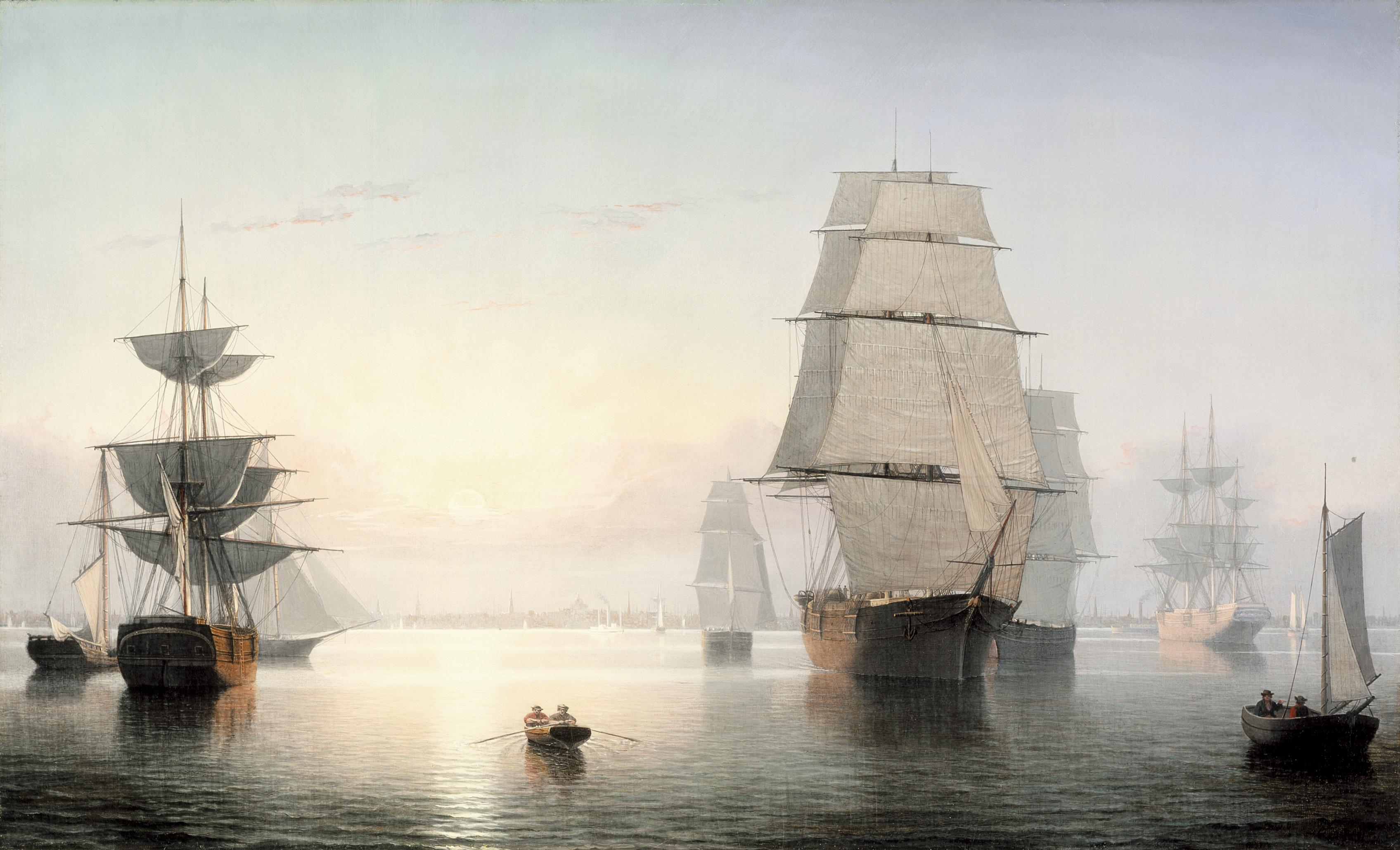 Port de Boston, coucher de soleil - Fitz Henry Lane