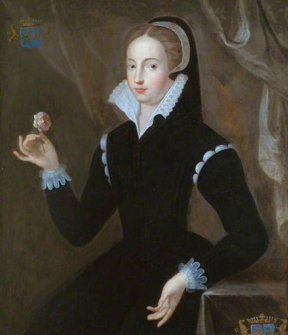 Portrait d'une dame en robe noire avec coiffure Marie Stuart - François Clouet