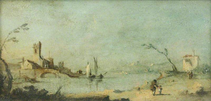 フランチェスコ・グアルディによる教会と橋のあるカプリッチョの潟