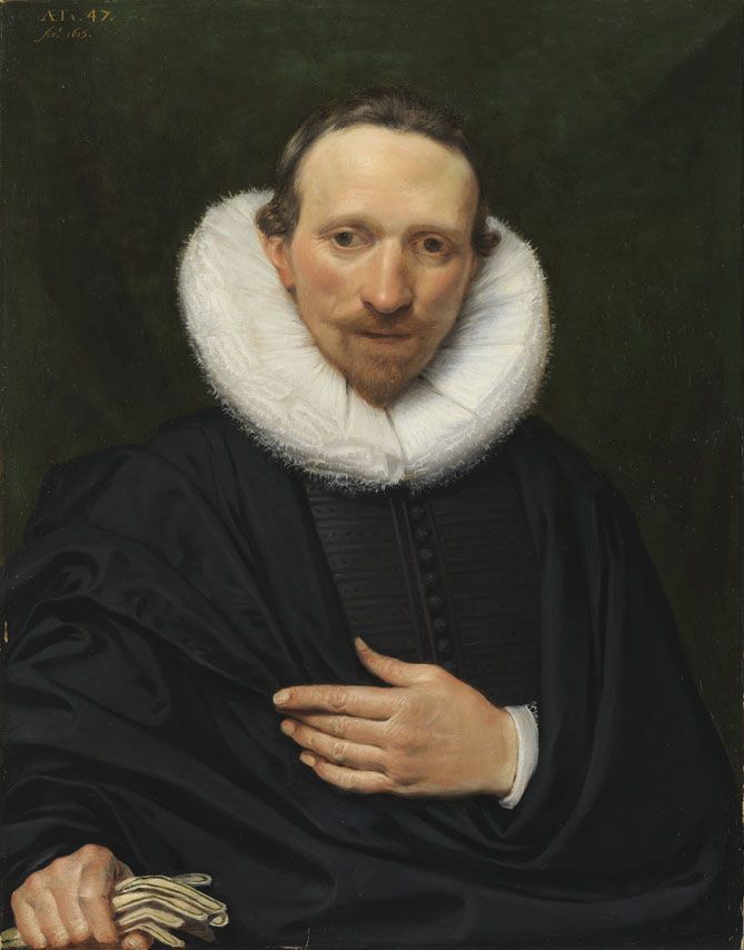 Portrait d'un homme de 47 ans avec une barbe pointue, un gant dans la main droite - Frans Pourbus the Younger
