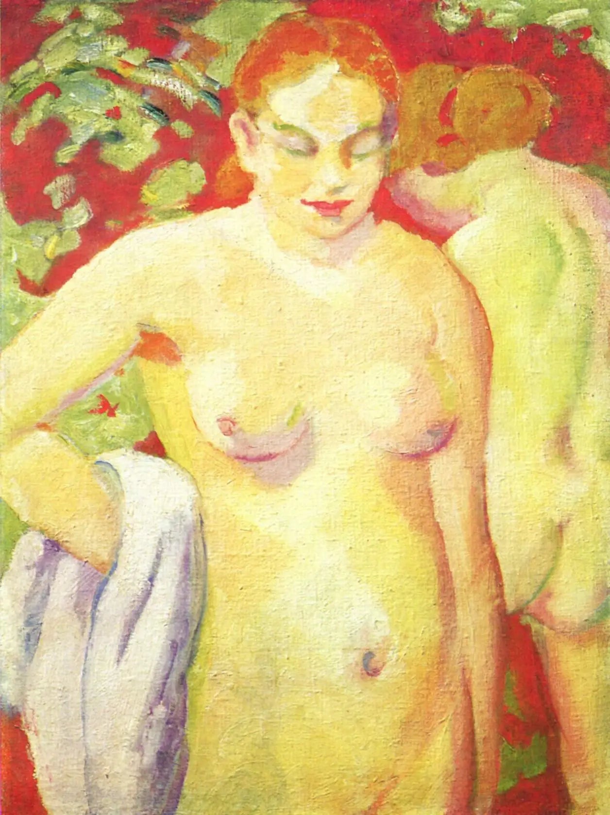 Reproduction du tableau « Nus sur cinabre - Franz Marc » par Alpha Reproduction en peinture à l’huile