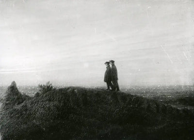 Reproduction du tableau « Deux randonneurs sur la plage - Caspar David Friedrich » par Alpha Reproduction en peinture à l’huile