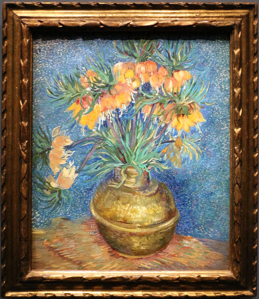 Reproduction du tableau « Fritillaires couronne impériale dans un vase de cuivre - Vincent van Gogh » par Alpha Reproduction en peinture à l’huile