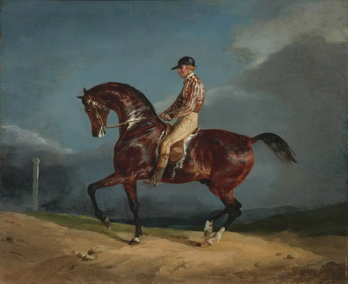 Reproduction du tableau « Jockey montant un cheval de course - Théodore Géricault » par Alpha Reproduction en peinture à l’huile
