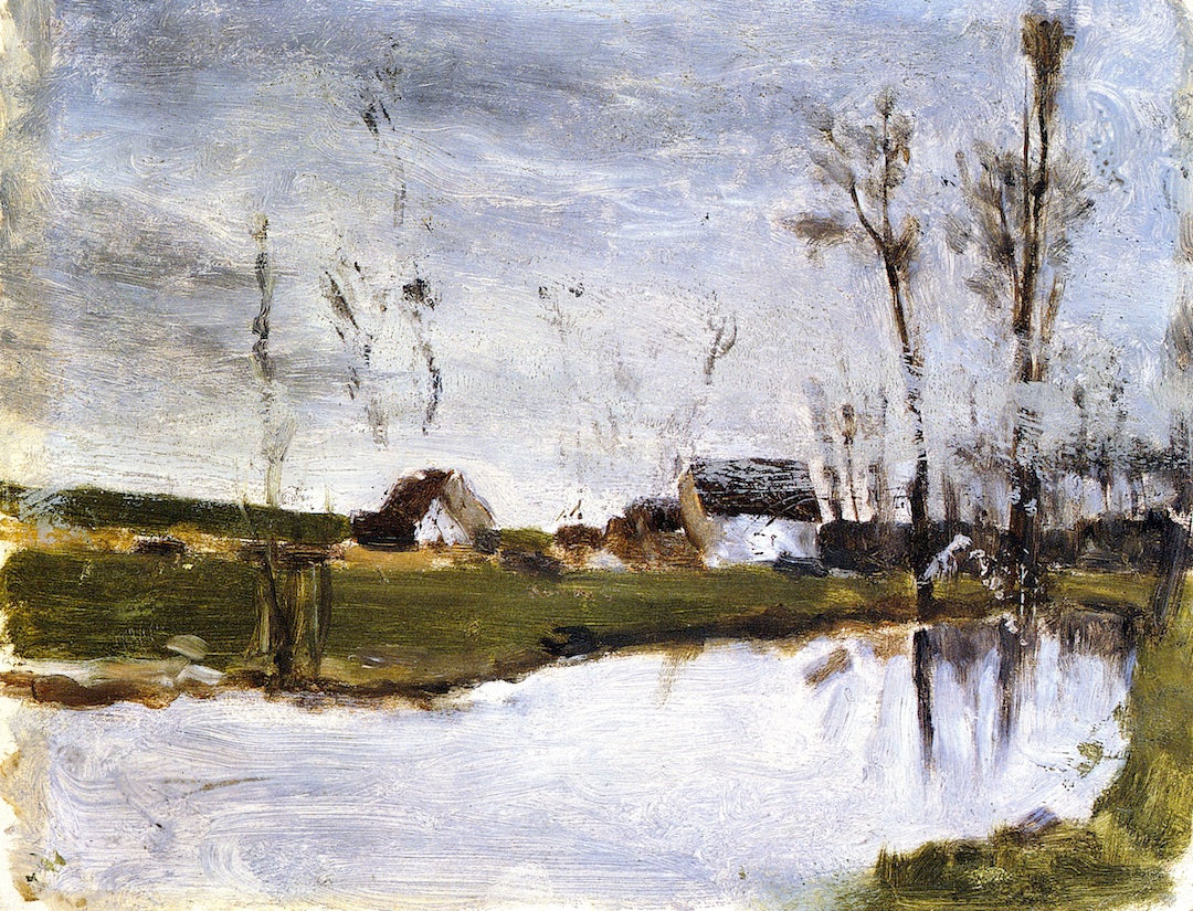 Reproduction du tableau « Maisons au bord de l'eau - Paul Gauguin » par Alpha Reproduction en peinture à l’huile