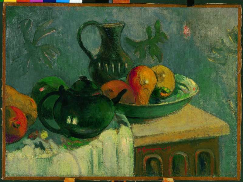 Reproduction du tableau « Théière, cruche et fruits - Paul Gauguin » par Alpha Reproduction en peinture à l’huile