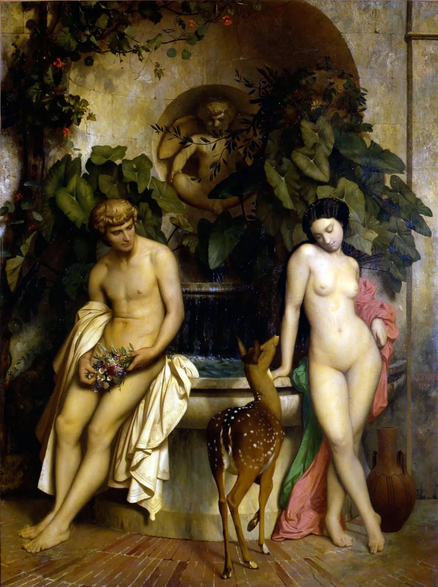 Reproduction du tableau « Daphnis et Chloé - Jean-Léon Gérôme » par Alpha Reproduction en peinture à l’huile