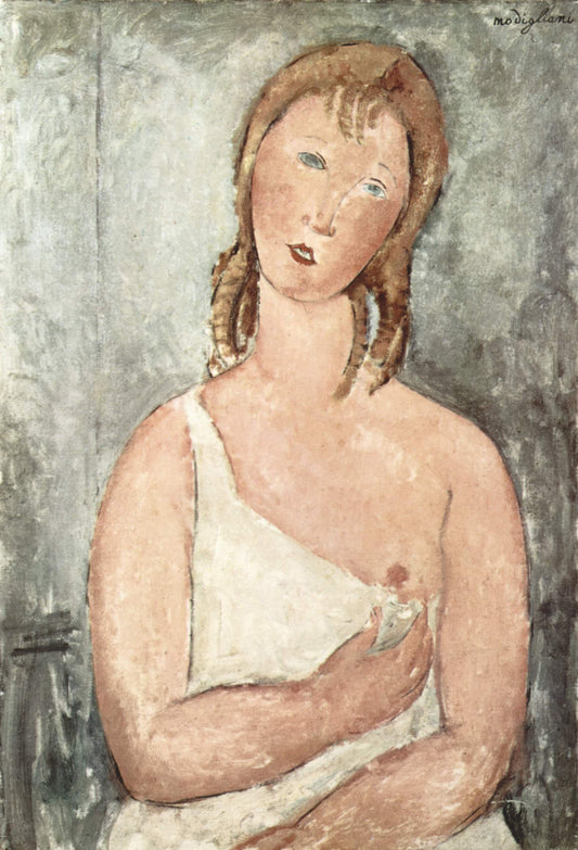 Reproduction du tableau « Fille dans la chemise - Amedeo Modigliani » par Alpha Reproduction en peinture à l’huile