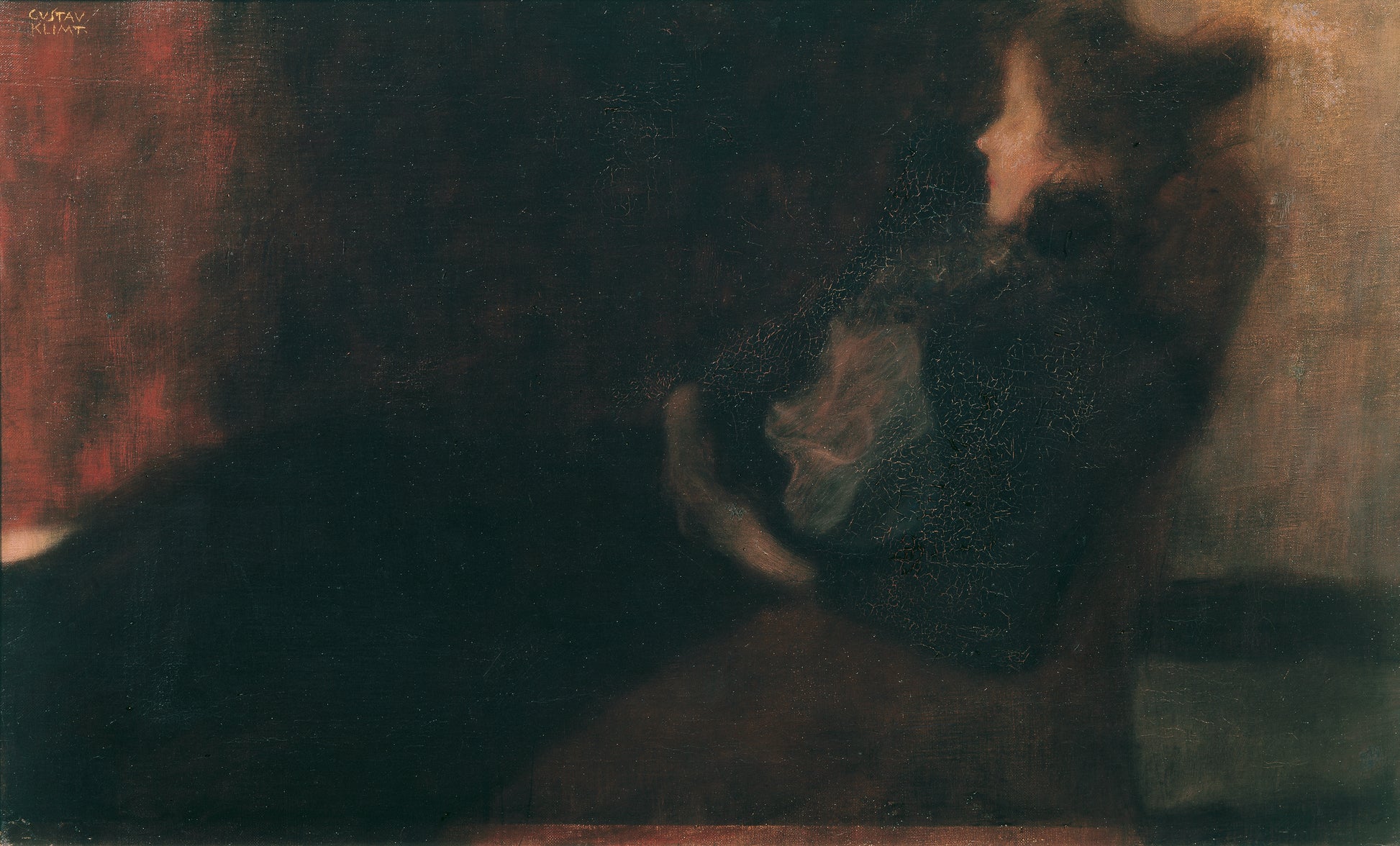 Reproduction du tableau « Dame au coin du feu (Dame am Kamin) - Gustav Klimt » par Alpha Reproduction en peinture à l’huile