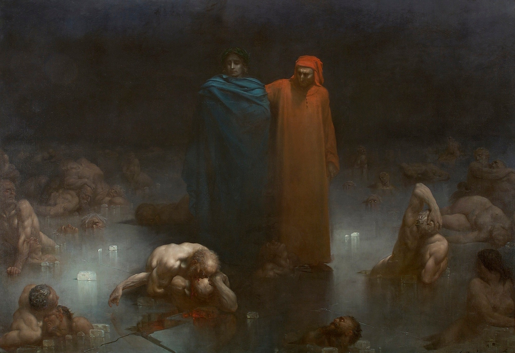 Dante et Virgile dans le neuvième cercle de l'Enfer - Gustave Doré