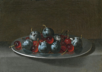 Plat avec pruneaux et cerises - Juan van der Hamen
