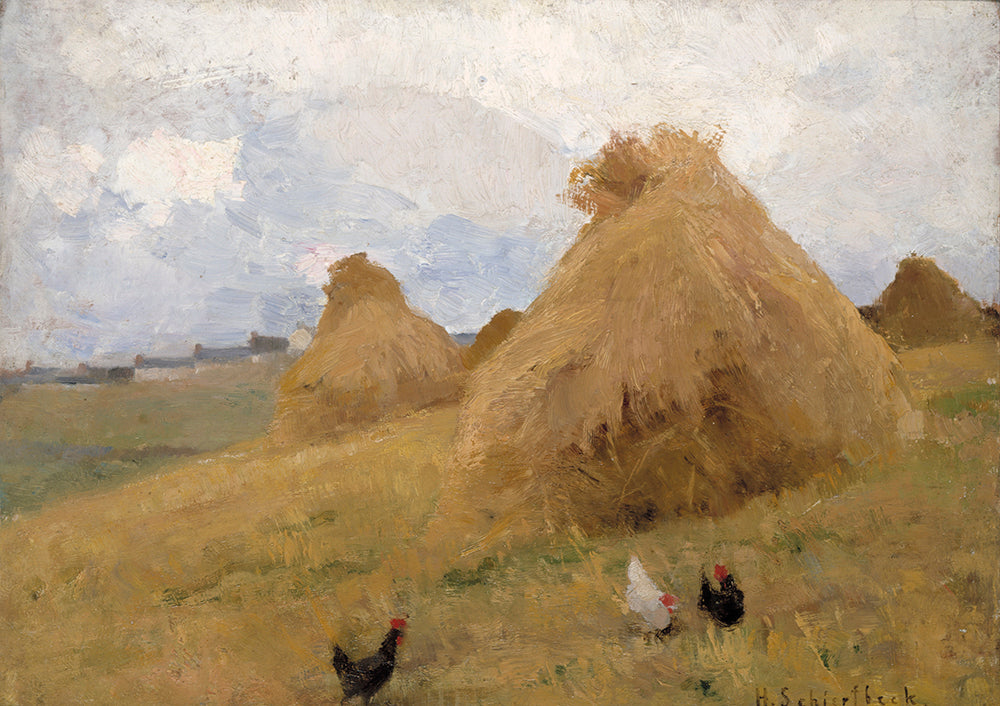 Chickens amongst Cornstooks - Helene Schjerfbeck
