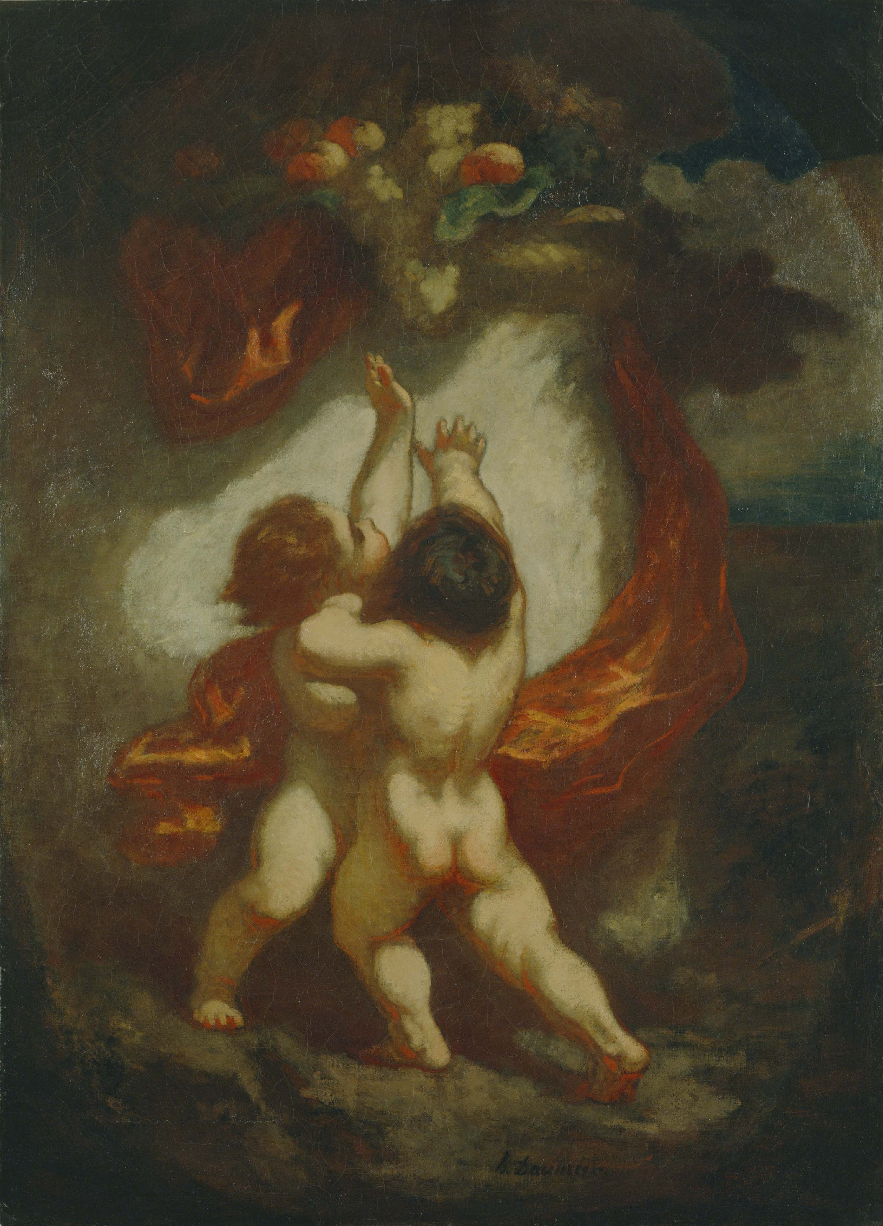Deux enfants cherchant des fruits - Honoré Daumier