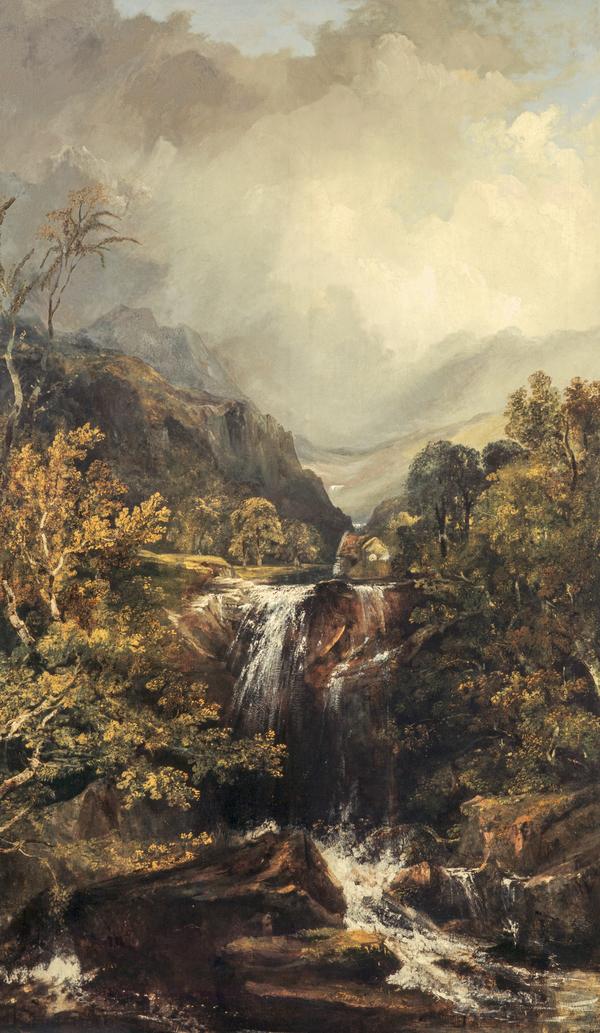 Paysage des Highlands avec cascade, Horatio McCulloch, 1835, peinture à l’huile