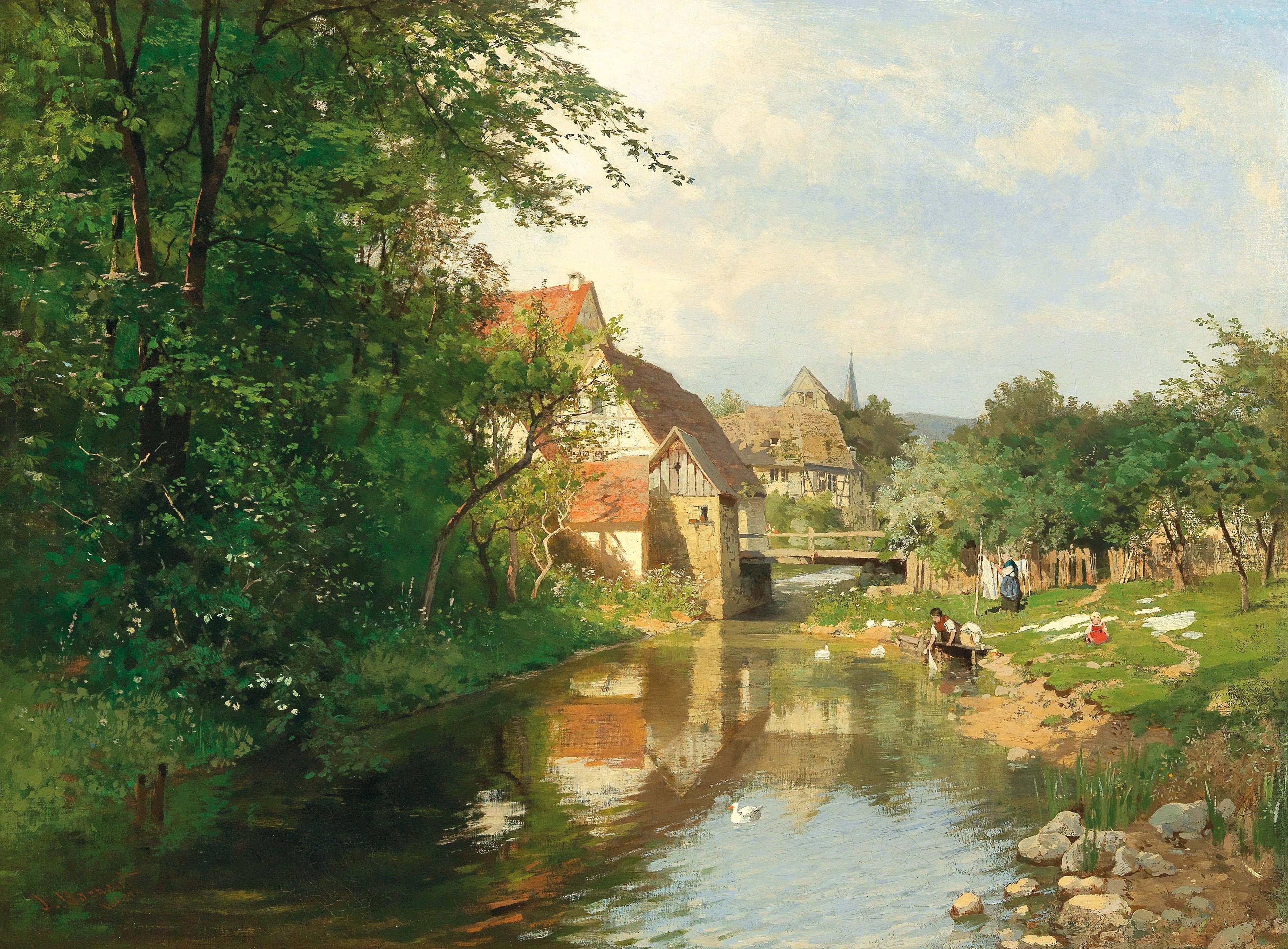Un village au bord de la rivière - Hugo Darnaut