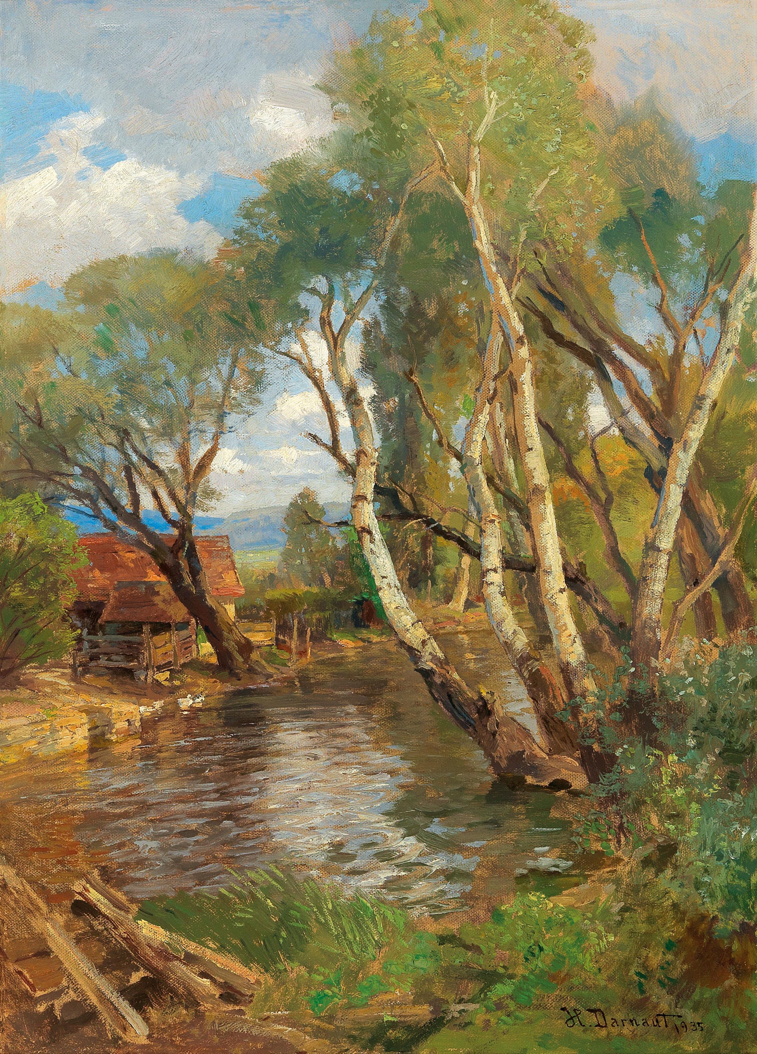 Bouleaux au bord d'un ruisseau de montagne - Hugo Darnaut