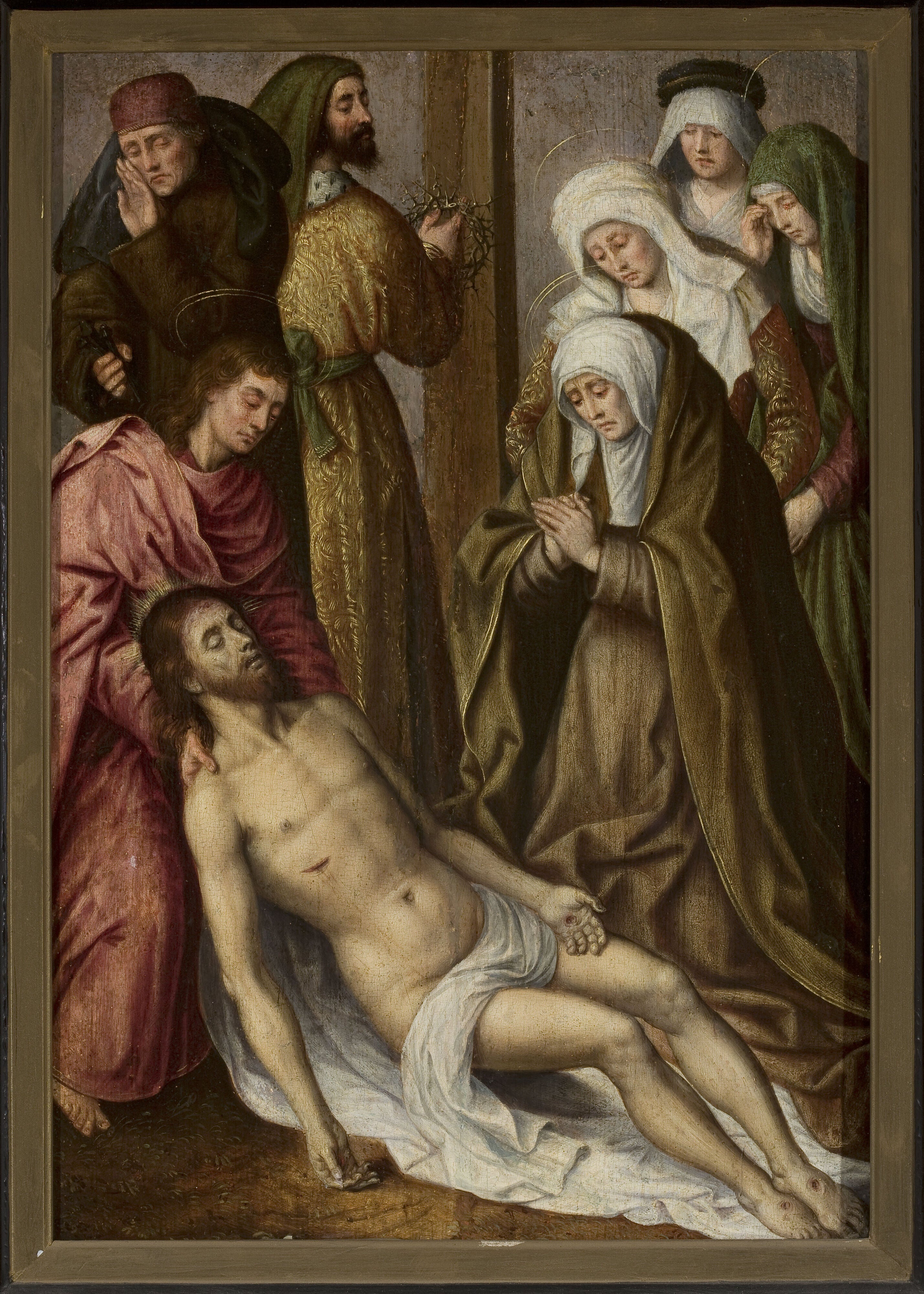 Le deuil du Christ (Matthieu 27:59–61 ; Marc 15:46–47 ; Luc 23:53–56 ; Jean 19:38–42) - Hugo van der Goes