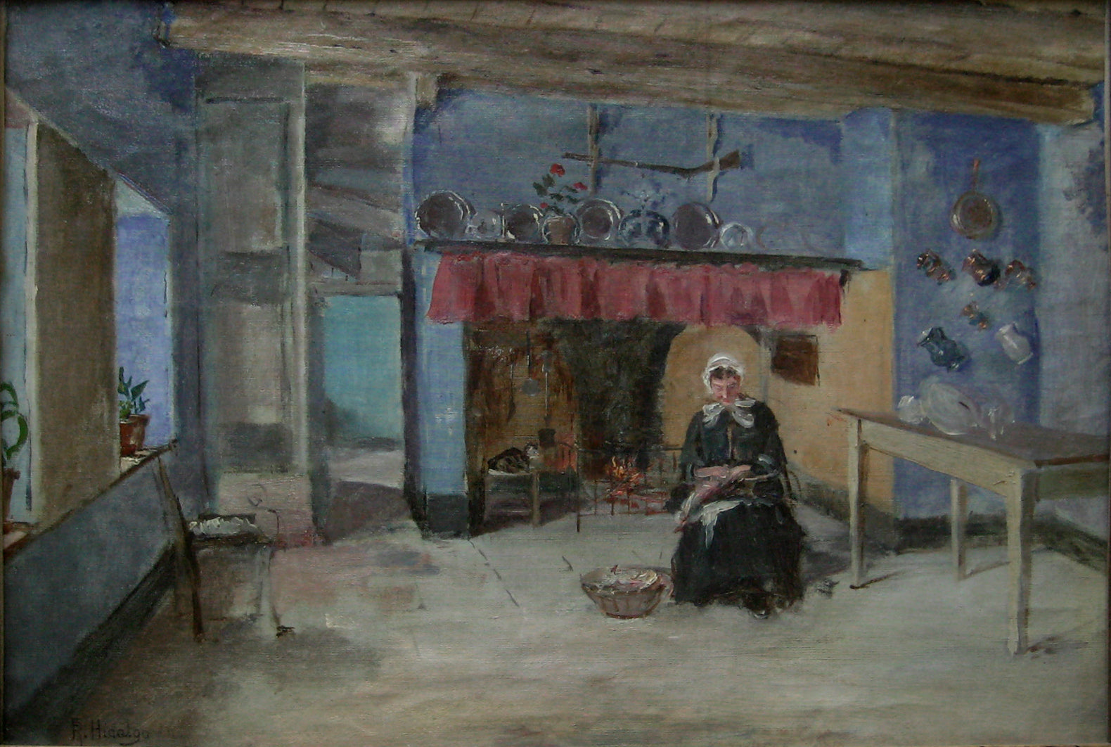 Intérieur d’une maison — Félix Resurrección Hidalgo, vers 1890, Huile sur toile