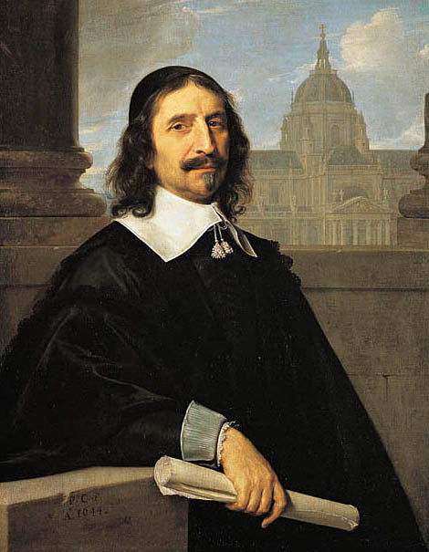 Portrait de Jacques Lemercier devant la chapelle de la Sorbonne construite entre 1635 et 1653 - Philippe de Champaigne