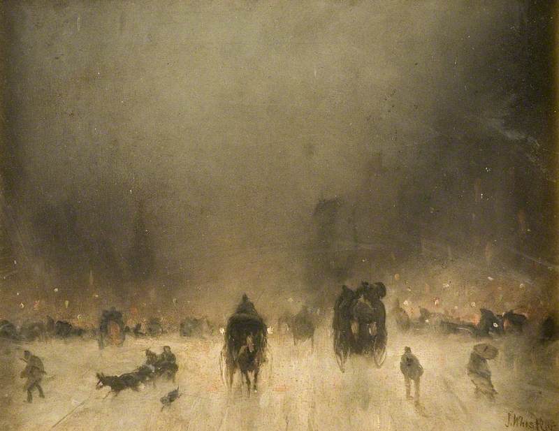 Reproduction du tableau « Une nuit brumeuse à Londres - James Abbott McNeill Whistler » par Alpha Reproduction en peinture à l’huile