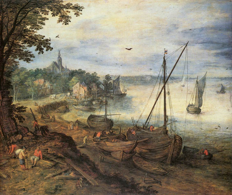 Paysage fluvial avec bûcherons - Jan Brueghel l'Ancien