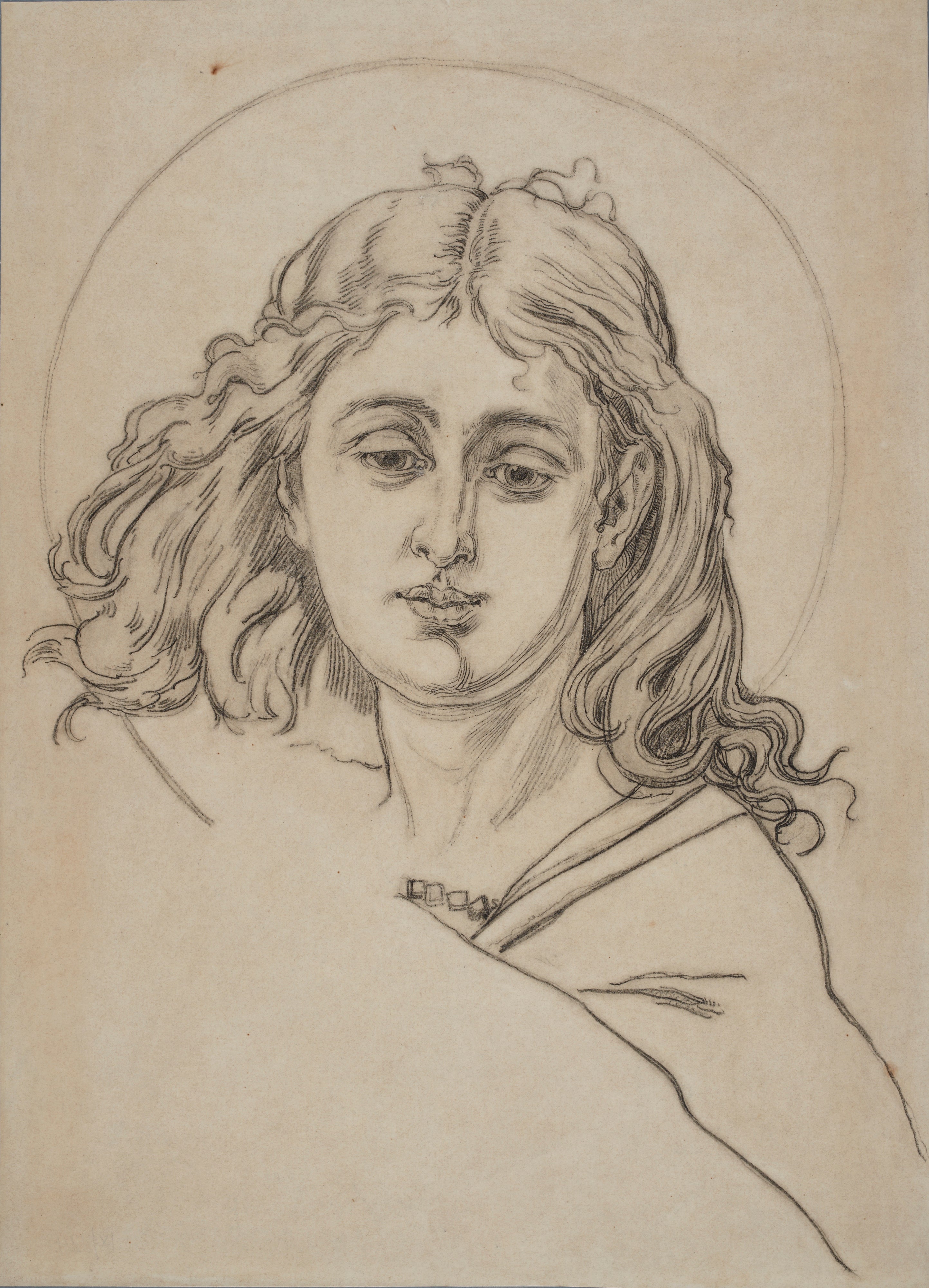 Carton pour la polychromie de l'église Sainte-Marie - buste d'un ange - Jan Matejko