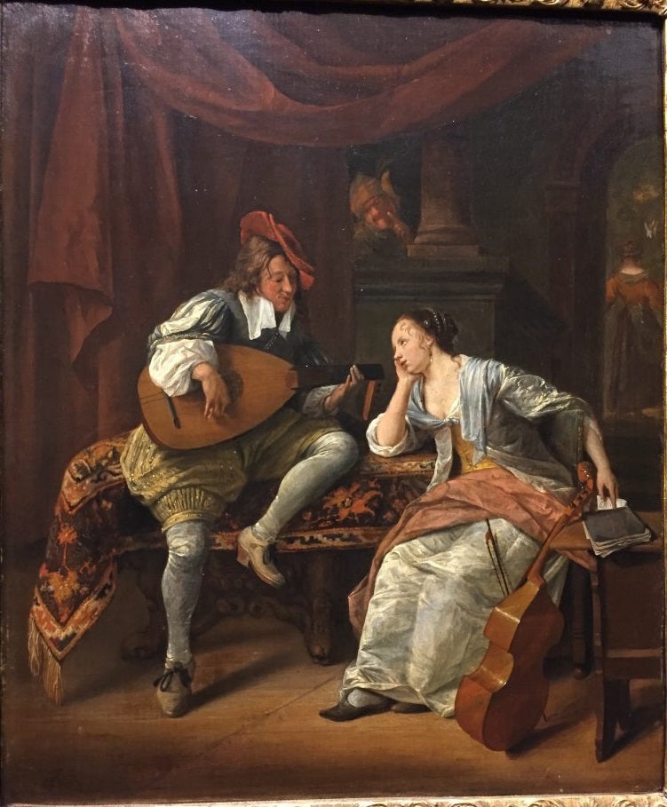 Cavalier jouant du luth pour une dame (« Lucelle et Ascagnes ») - Jan Steen