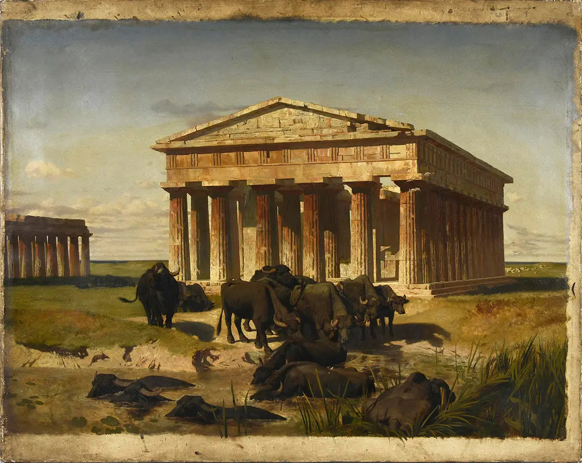 Reproduction du tableau « Vue de Paestum - Jean-Léon Gérôme » par Alpha Reproduction en peinture à l’huile