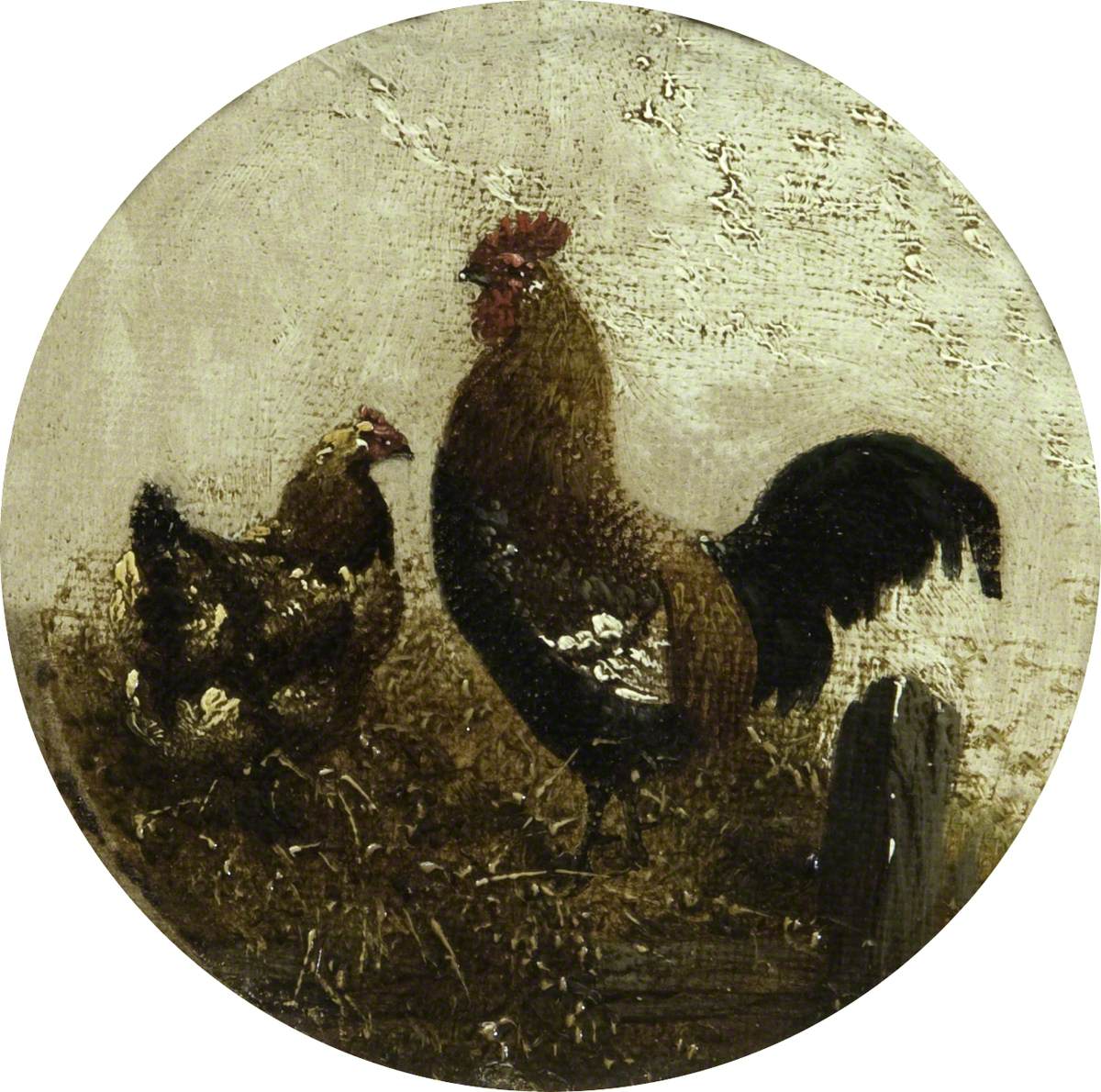 Huit scènes de ferme circulaires : coq et poule - John Frederick Herring, Sr.