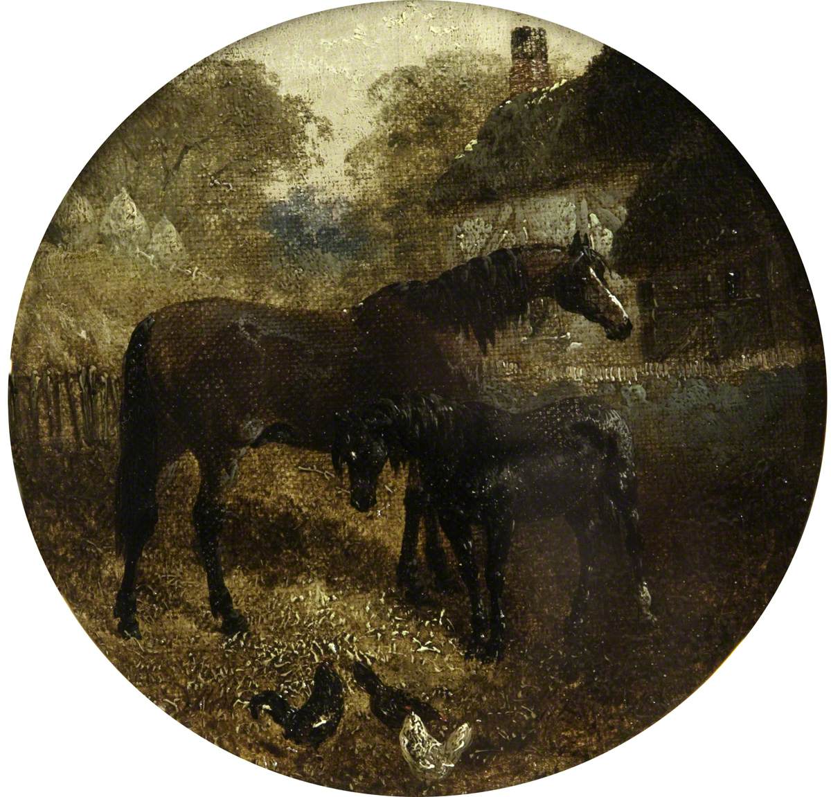 Huit scènes de ferme circulaires : jument et poulain - John Frederick Herring, Sr.