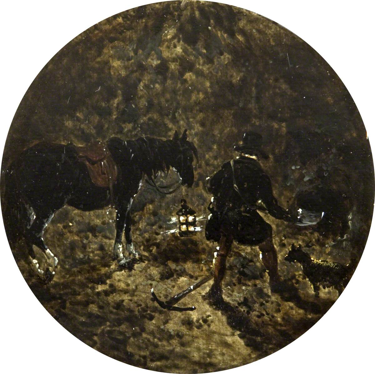 Huit scènes circulaires de chasse au renard : la Terre s'arrête la nuit - John Frederick Herring, Sr.