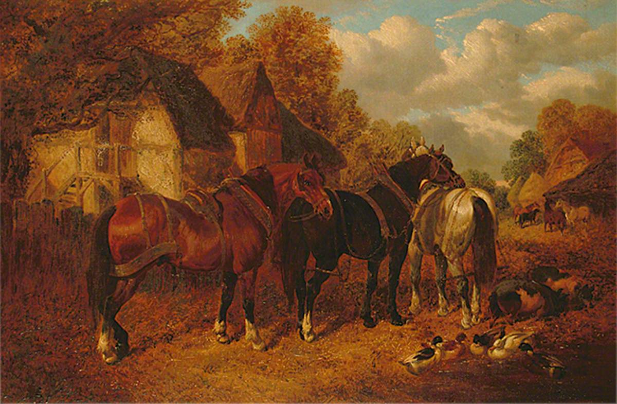 Scène de ferme avec des chevaux de trait - John Frederick Herring, Sr.
