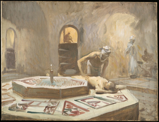 Reproduction du tableau « Massage dans un bain public - John Singer Sargent » par Alpha Reproduction en peinture à l’huile
