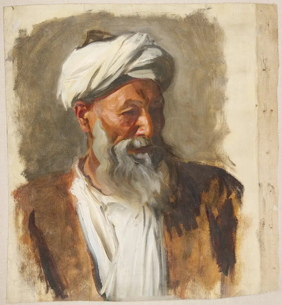 Reproduction du tableau « Vieil homme au turban blanc - John Singer Sargent » par Alpha Reproduction en peinture à l’huile